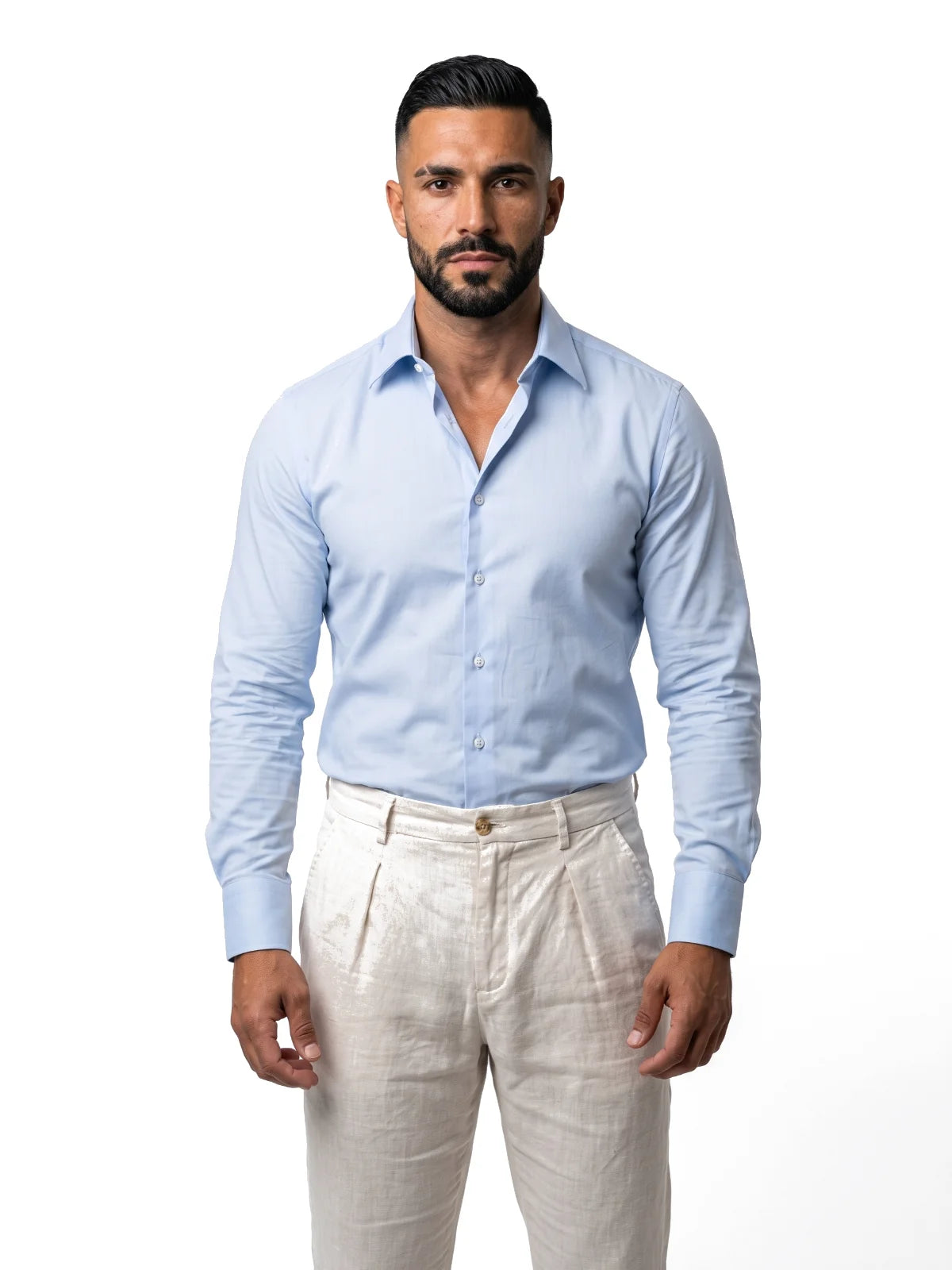JULIÁN camisa de vestir slim azul celeste – vista frontal – Bruno Valls
