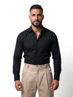 JULIÁN camisa de vestir slim negra – vista frontal – Bruno Valls