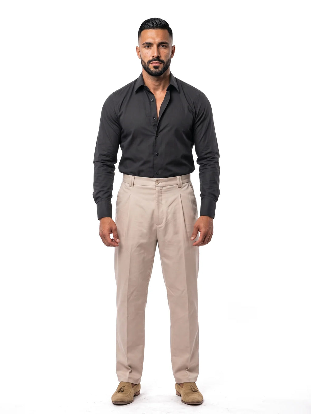 JULIÁN camisa de vestir slim negra – look completo – Bruno Valls