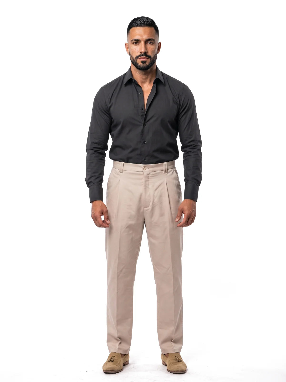 JULIÁN camisa de vestir slim negra – look completo – Bruno Valls