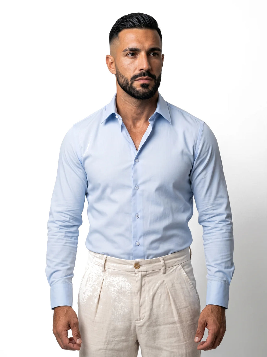JULIÁN camisa de vestir slim azul celeste – vista frontal – Bruno Valls