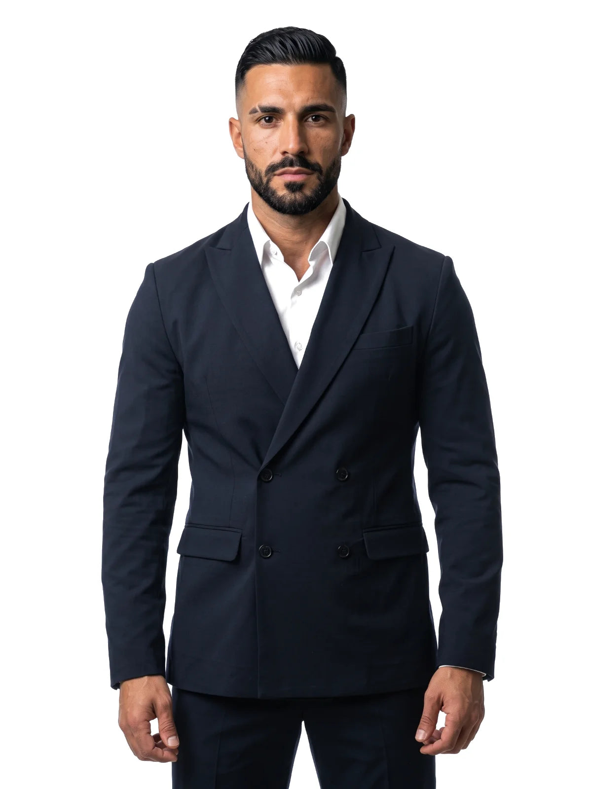 LORENZO americana cruzada azul marino – vista frontal – Bruno Valls