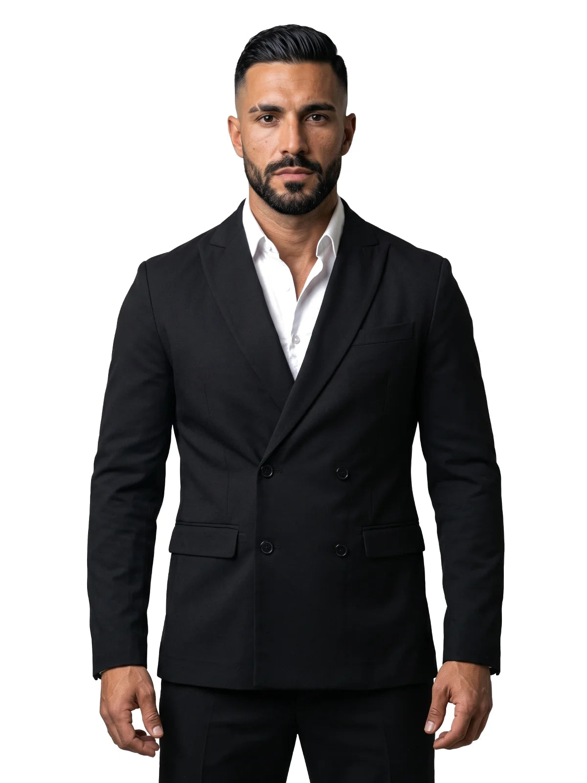 LORENZO americana cruzada negro – vista frontal – Bruno Valls