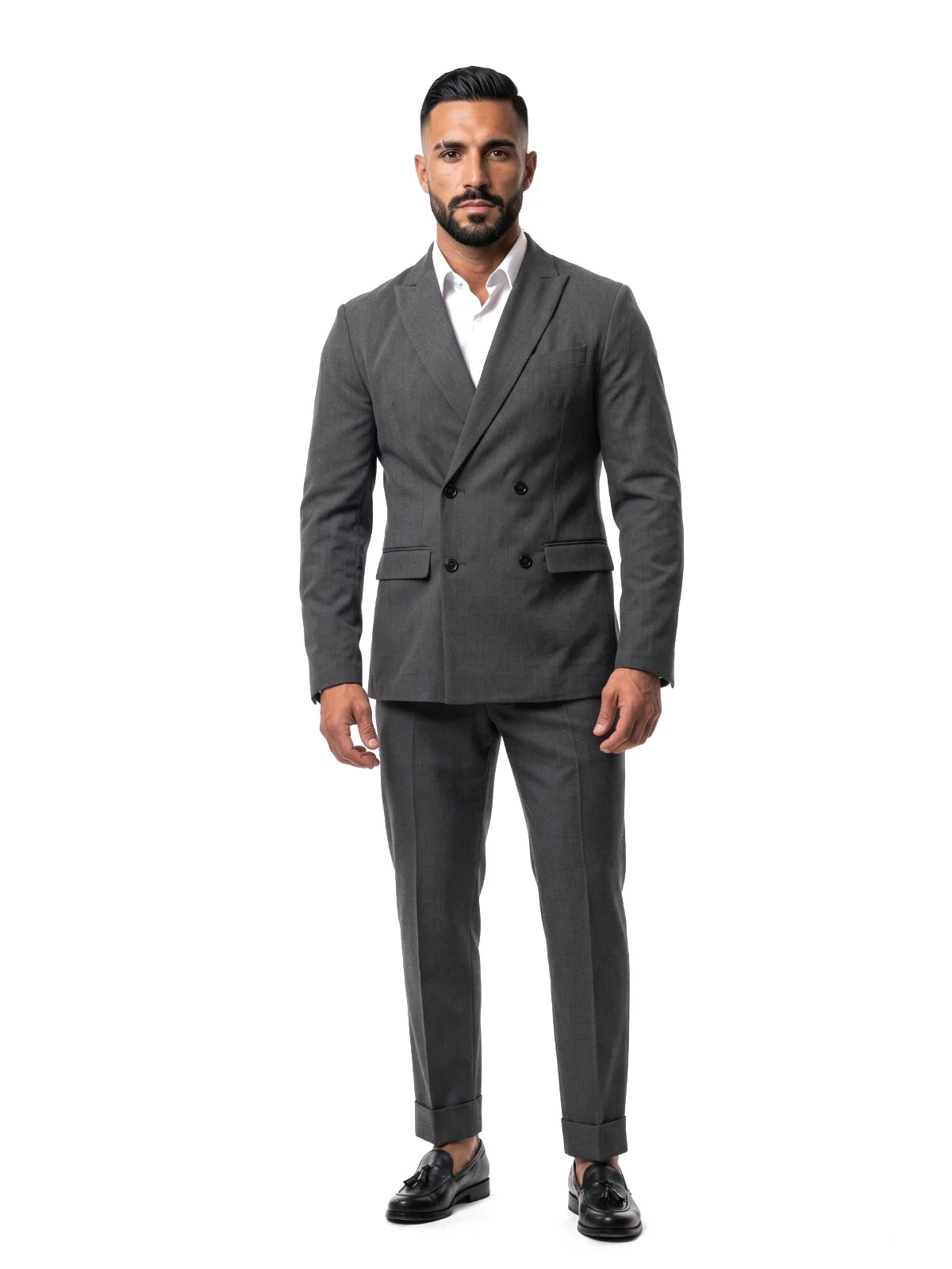 LORENZO americana cruzada gris oscuro – vista frontal – Bruno Valls
