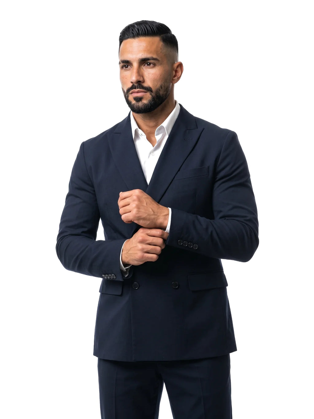 LORENZO americana cruzada azul marino – detalle – Bruno Valls