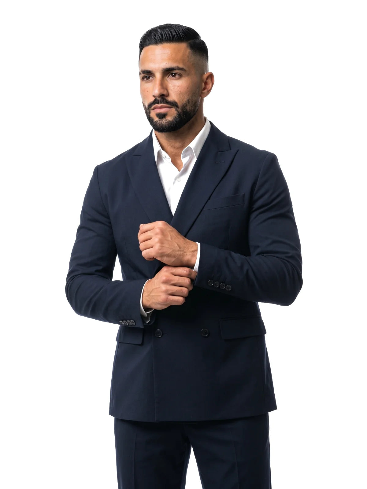 LORENZO americana cruzada azul marino – detalle – Bruno Valls