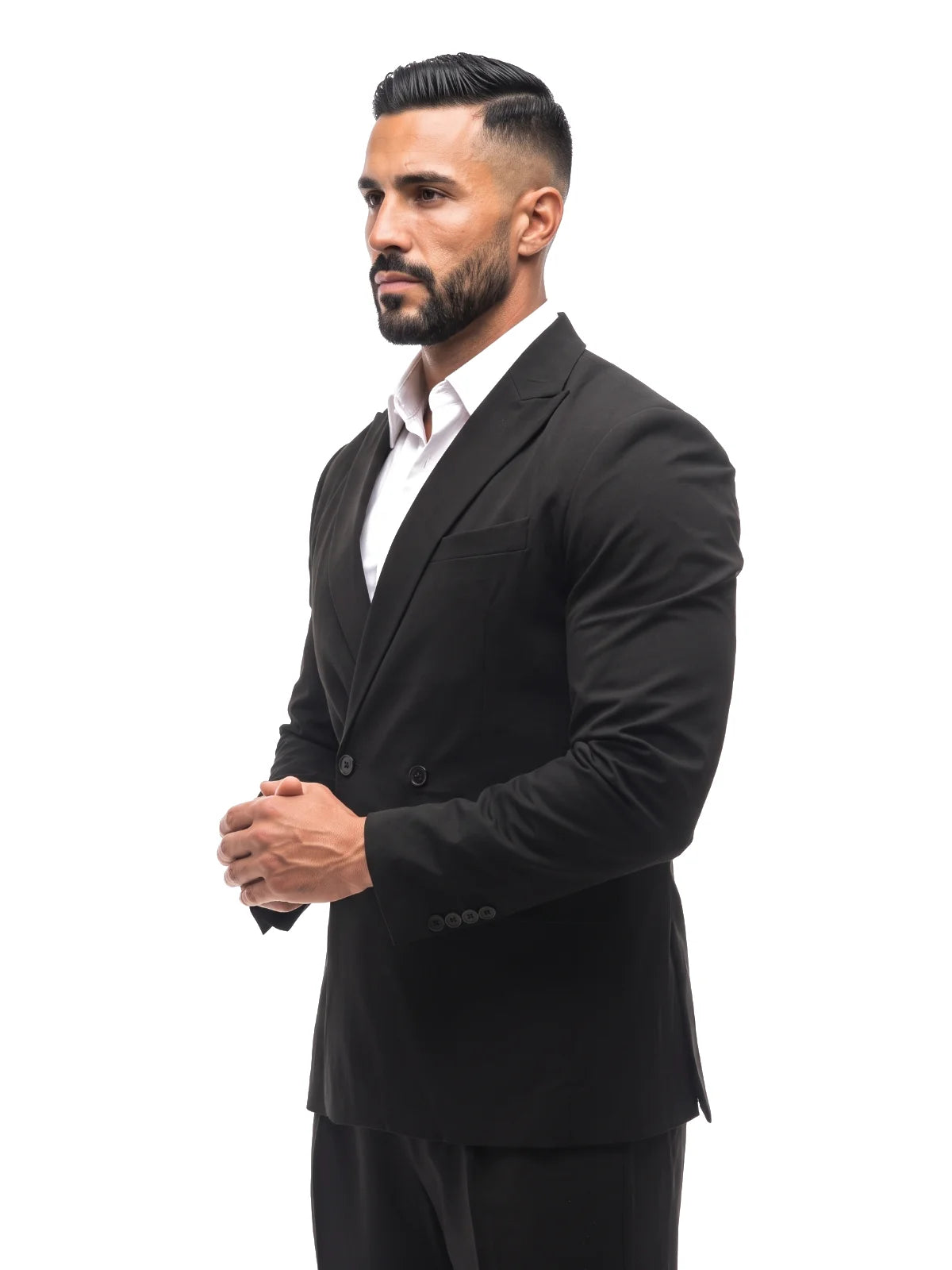 LORENZO americana cruzada negro – look completo – Bruno Valls