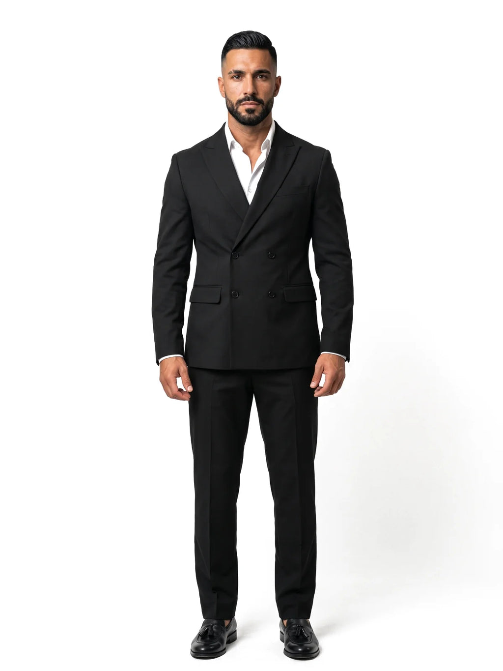 LORENZO americana cruzada negro – vista frontal – Bruno Valls