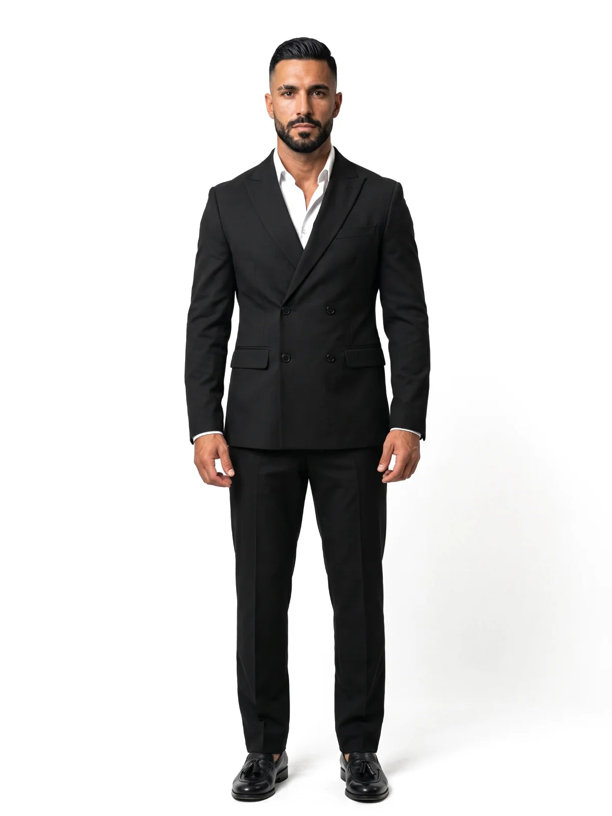 LORENZO americana cruzada negro – vista frontal – Bruno Valls