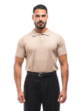 MANUEL polo de punto manga corta beige – vista frontal – Bruno Valls