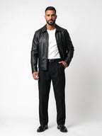 MARCOS cazadora efecto piel negra – look completo – Bruno Valls