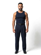 MARIO camiseta de tirantes canalé azul marino – look completo – Bruno Valls