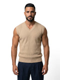 NICOLÁS chaleco de punto beige – vista frontal – Bruno Valls