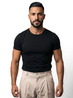 ÓSCAR pack de 2 camisetas negras – vista tres cuartos – Bruno Valls