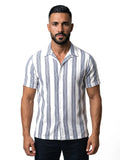 PABLO camisa de rayas marino – vista frontal – Bruno Valls