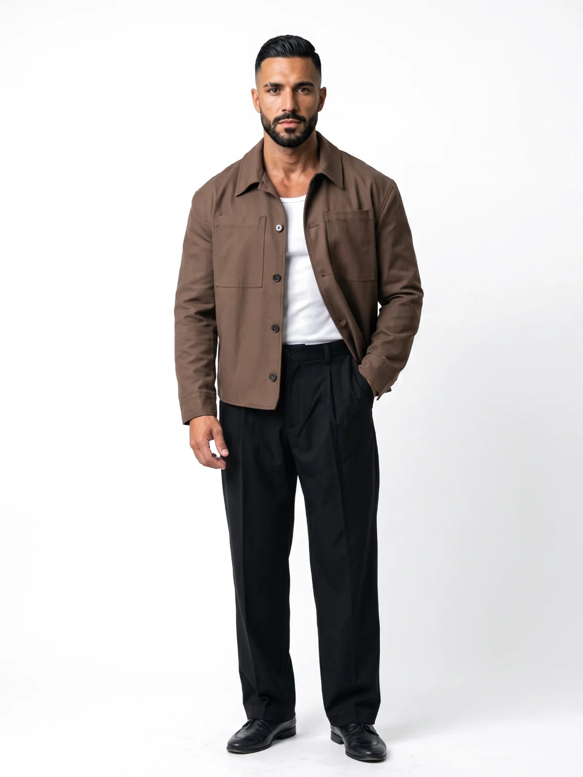 RAFAEL cazadora baggy marrón – look completo – Bruno Valls