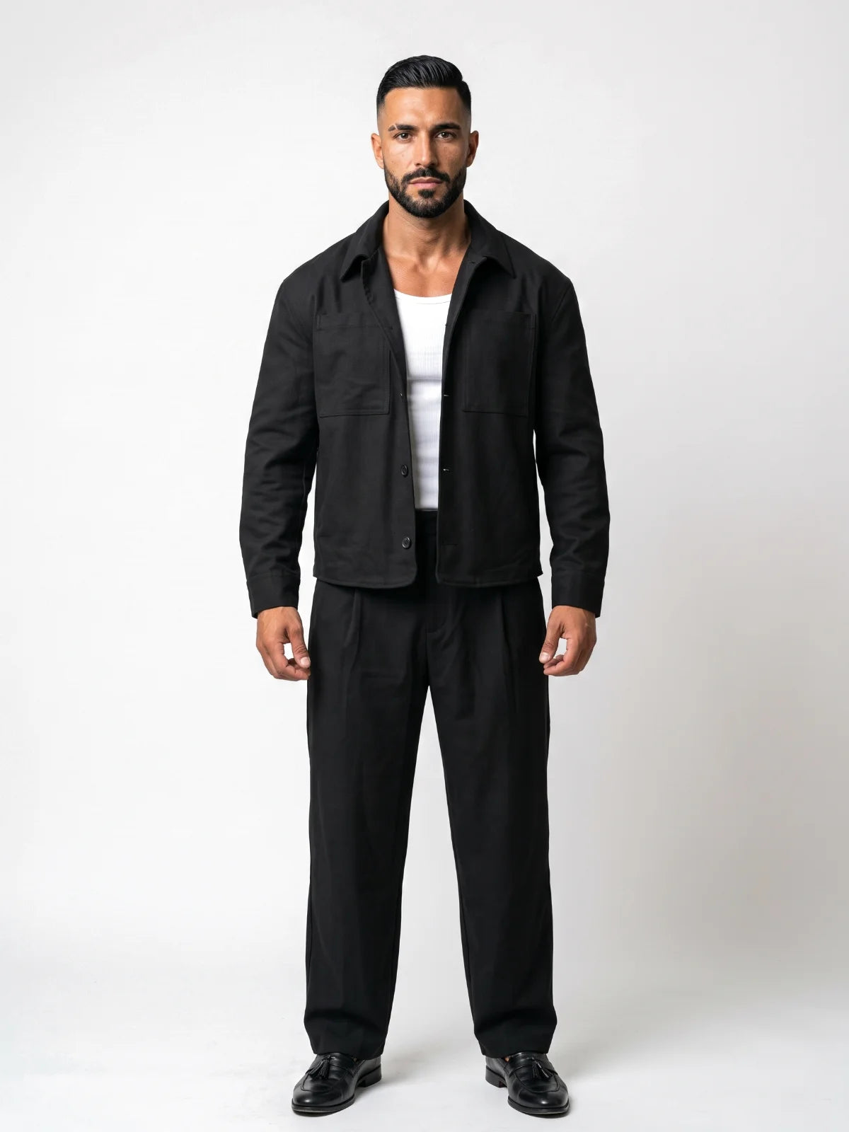 RAFAEL cazadora baggy negra – look completo – Bruno Valls