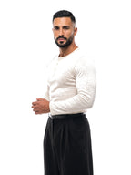 SAMUEL camiseta henley manga larga blanco – vista tres cuartos – Bruno Valls
