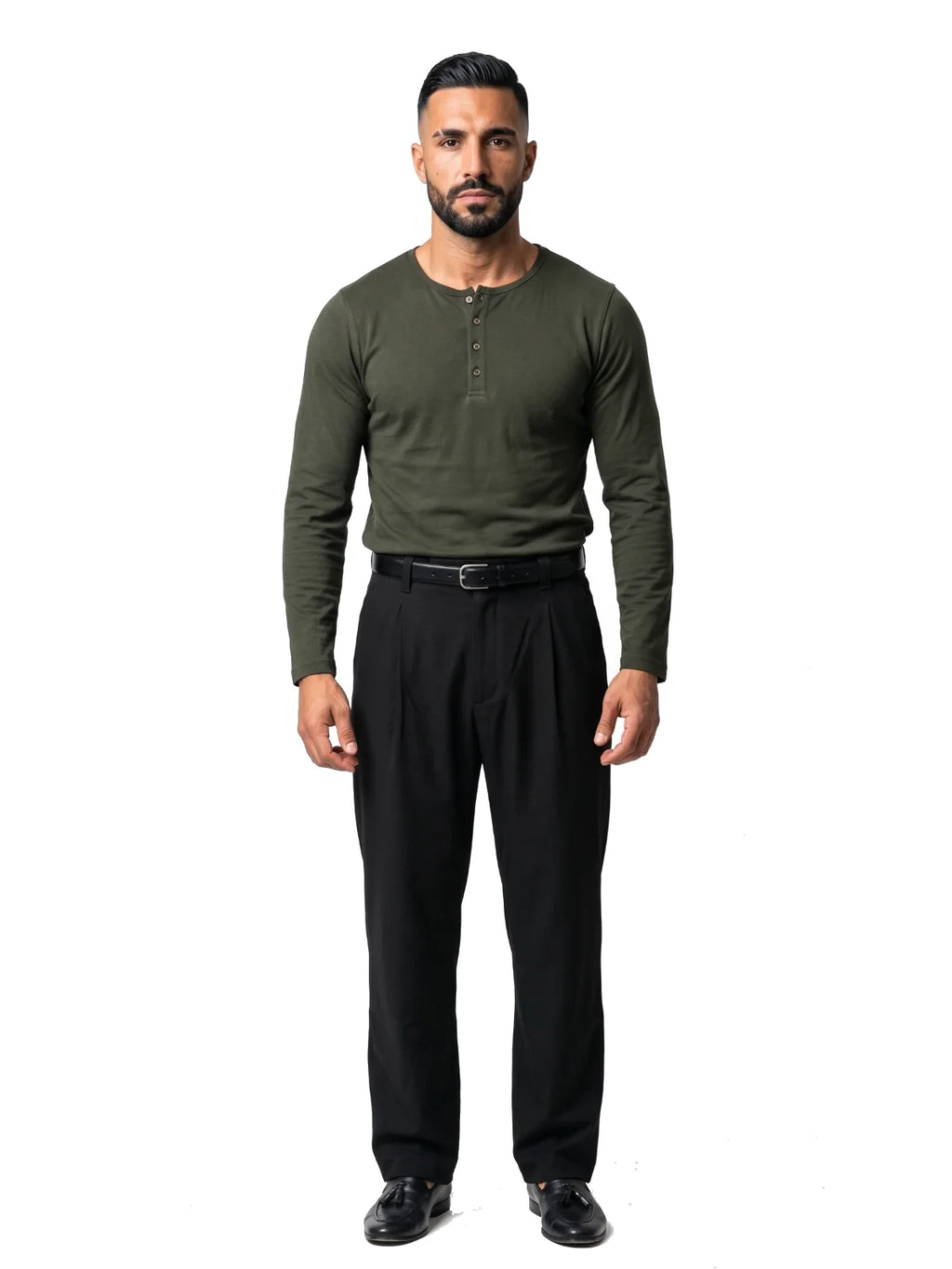 SAMUEL camiseta henley manga larga verde – look completo – Bruno Valls