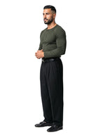 SAMUEL camiseta henley manga larga verde – vista lateral – Bruno Valls