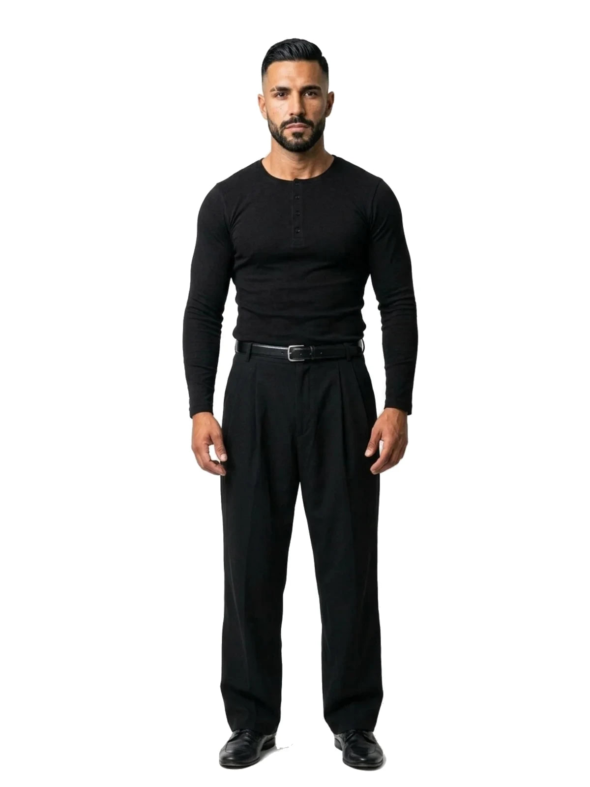 SAMUEL camiseta henley manga larga negro – look completo – Bruno Valls