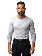 SAMUEL camiseta henley manga larga gris – vista frontal – Bruno Valls