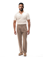 SANTIAGO polo canalé manga corta blanco roto – look completo – Bruno Valls