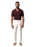 SANTIAGO polo canalé manga corta burdeos – look completo – Bruno Valls