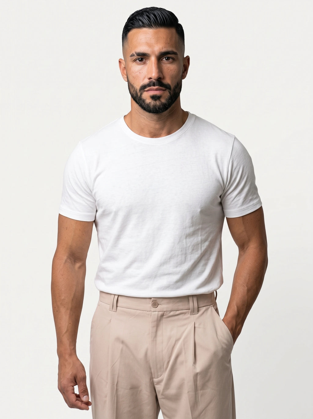 Bruno Valls - camiseta efecto lino blanco - vista frontal