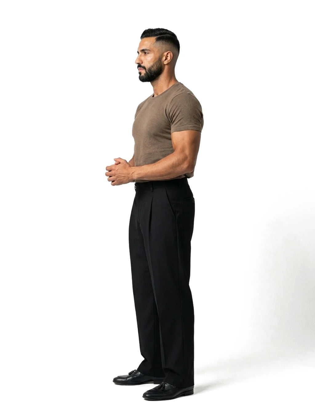 Bruno Valls - camiseta efecto lino marrón - vista look