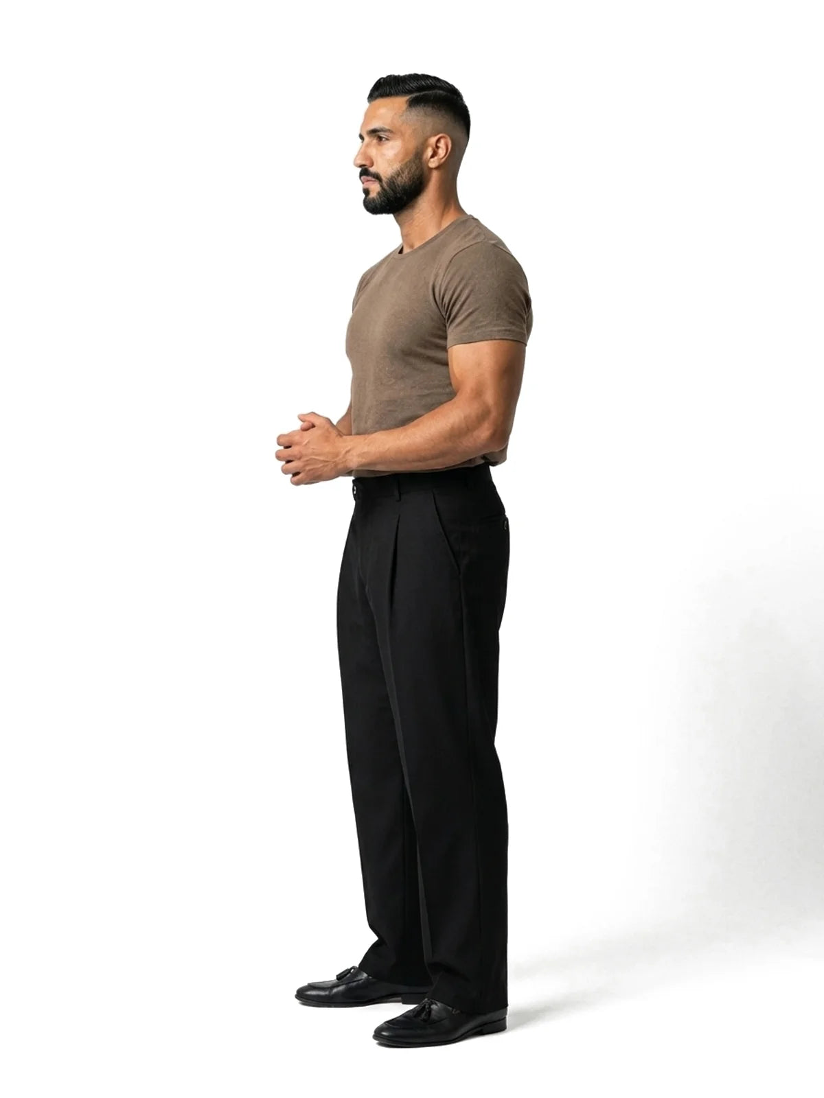 Bruno Valls - camiseta efecto lino marrón - vista look