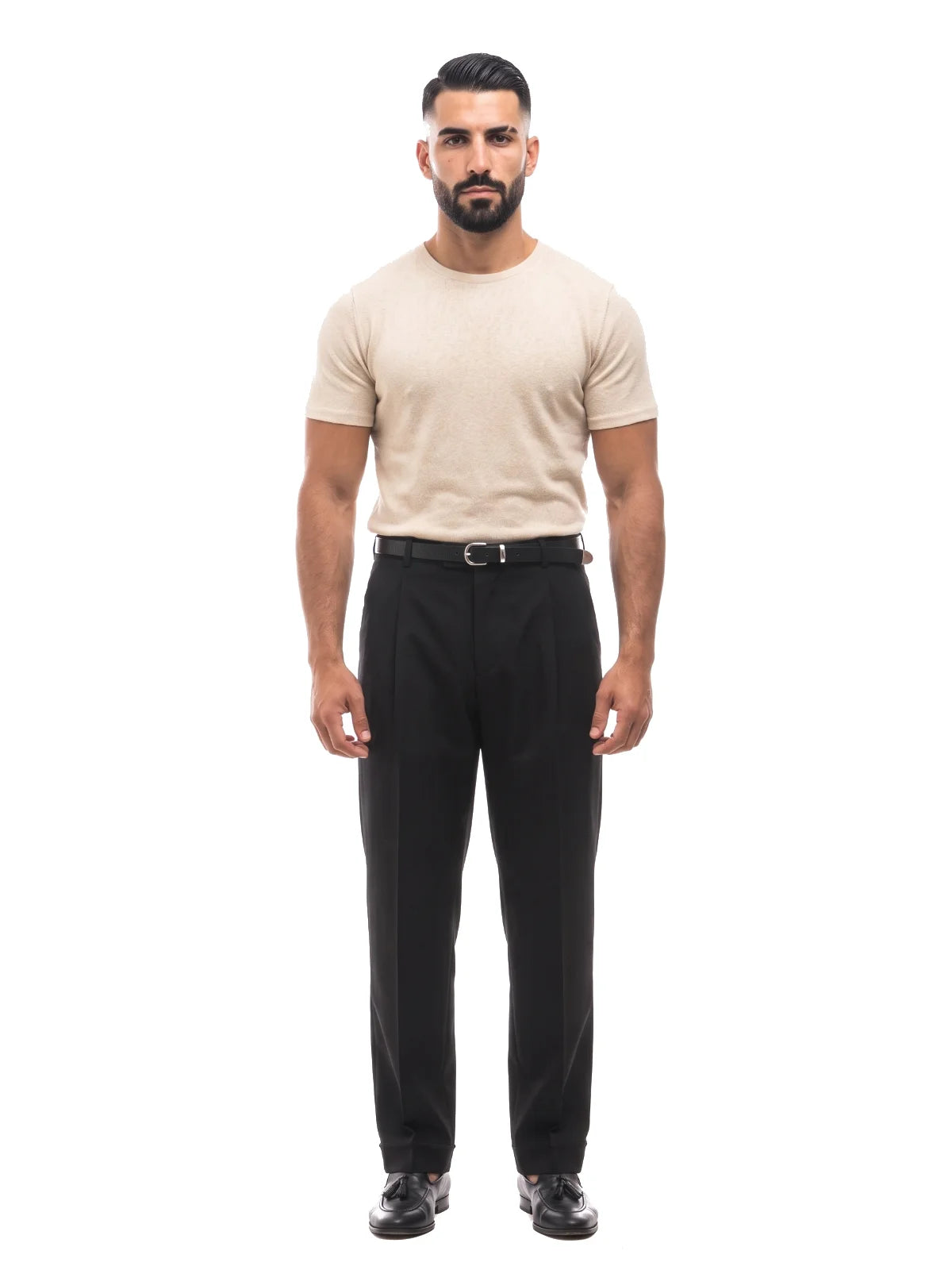 Bruno Valls - camiseta efecto lino beige - vista frontal