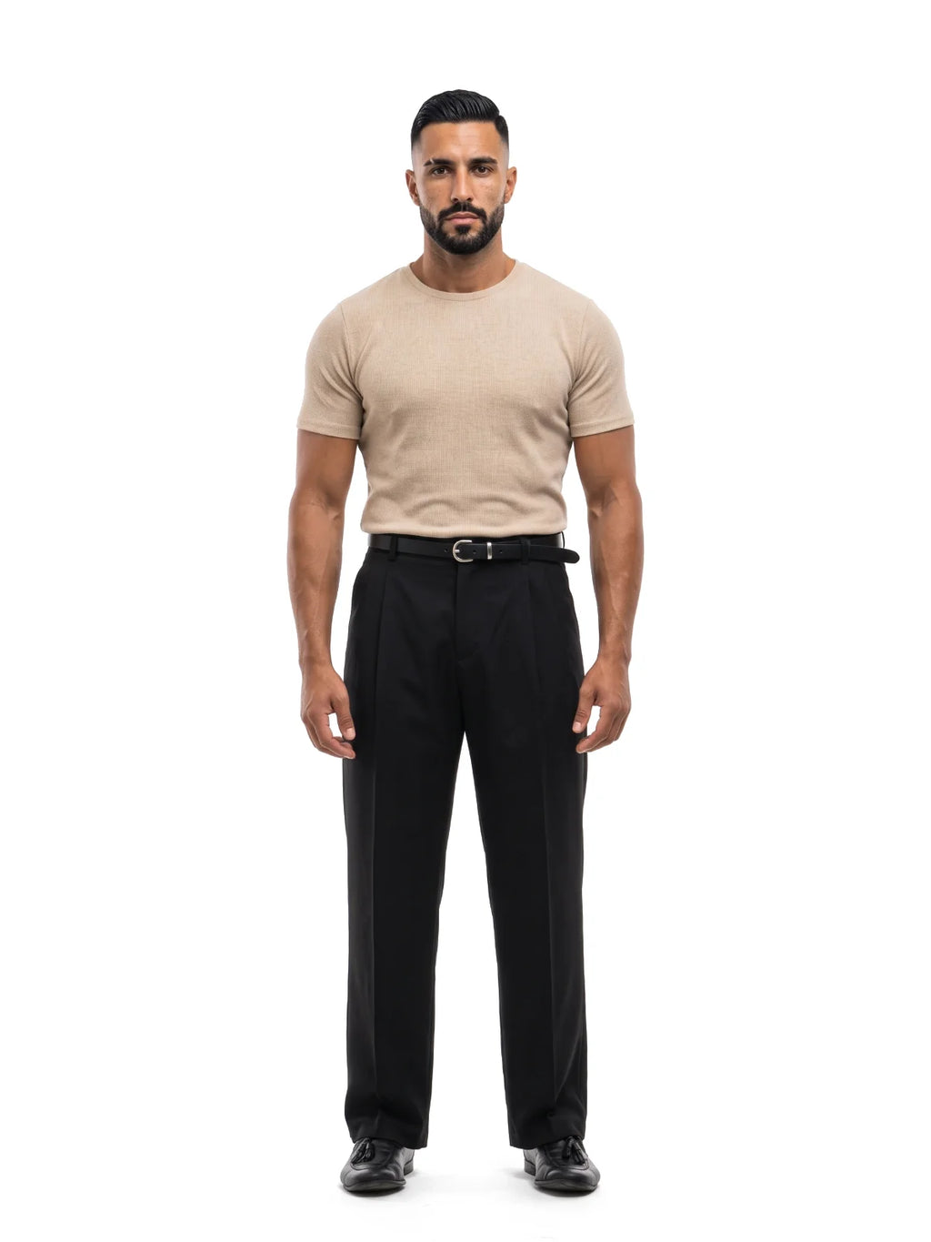 Bruno Valls - camiseta efecto lino beige - vista frontal