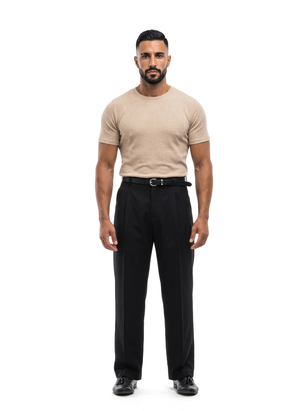 Bruno Valls - camiseta efecto lino beige - vista frontal