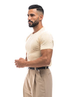 Bruno Valls - camiseta efecto lino amarillo - vista look