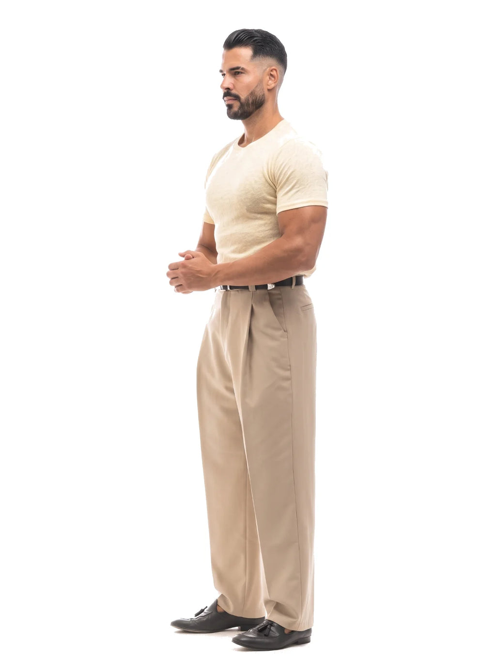Bruno Valls - camiseta efecto lino amarillo - vista look