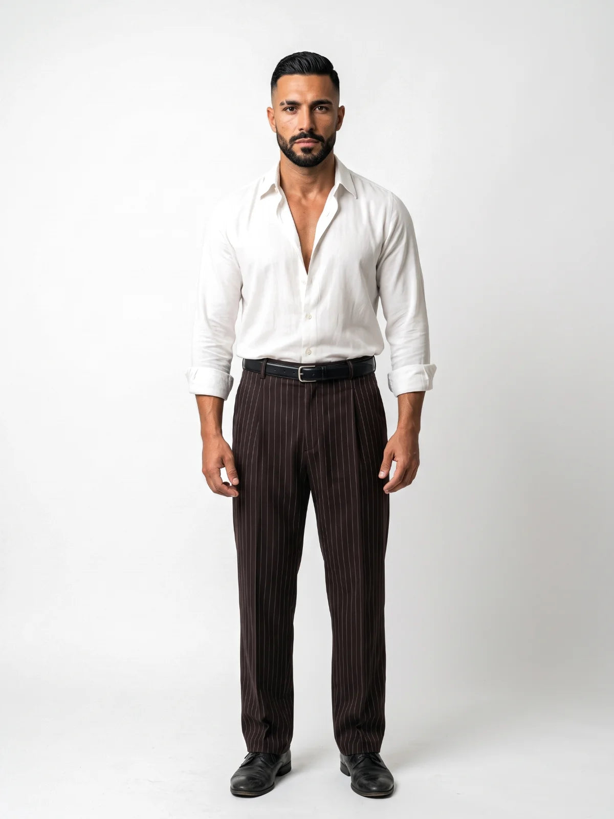SIMÓN camisa efecto seda blanca – look completo – Bruno Valls